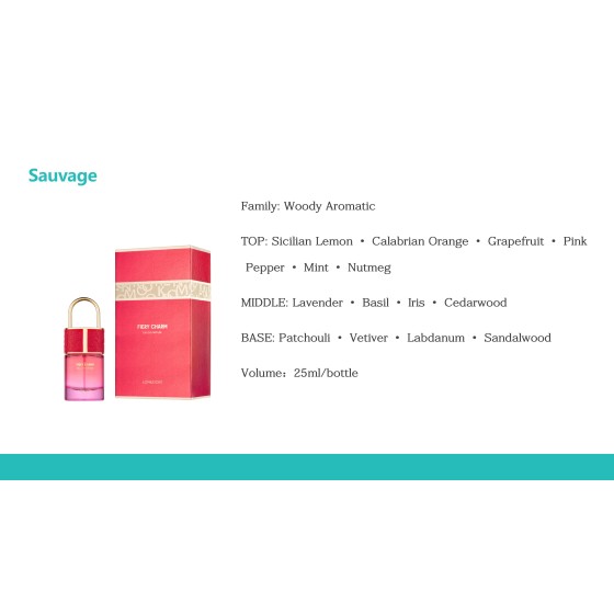 LONKOOM FIERY CHARM Perfume 25ml, Woody Aromatic Long‑Lasting Eau De Parfum Spray